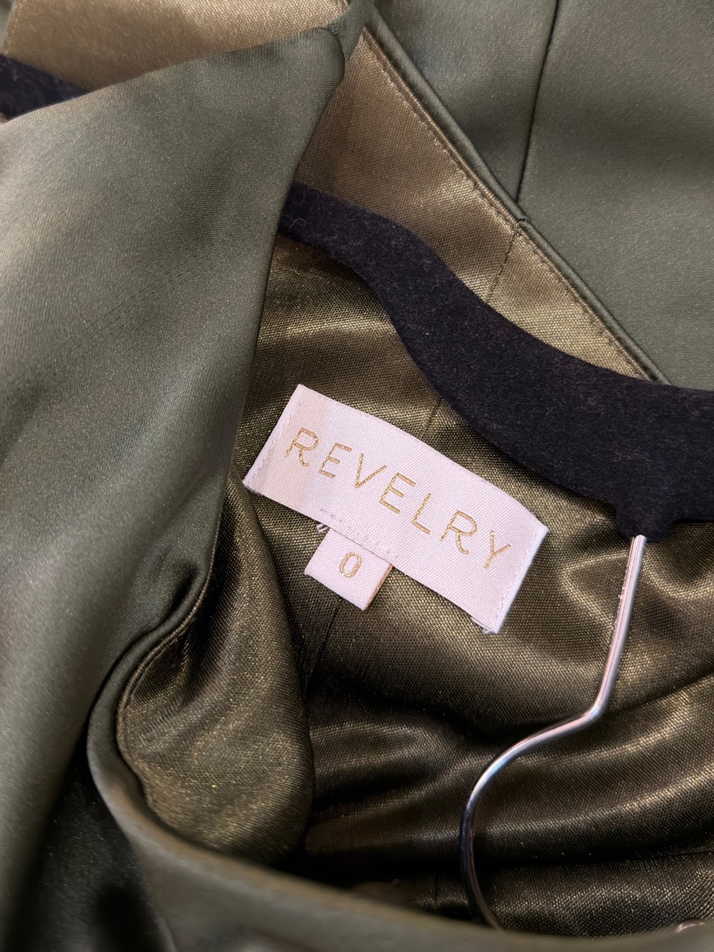 Revelry Jade Satin Dress Olive Green - Picture 6 of 7
